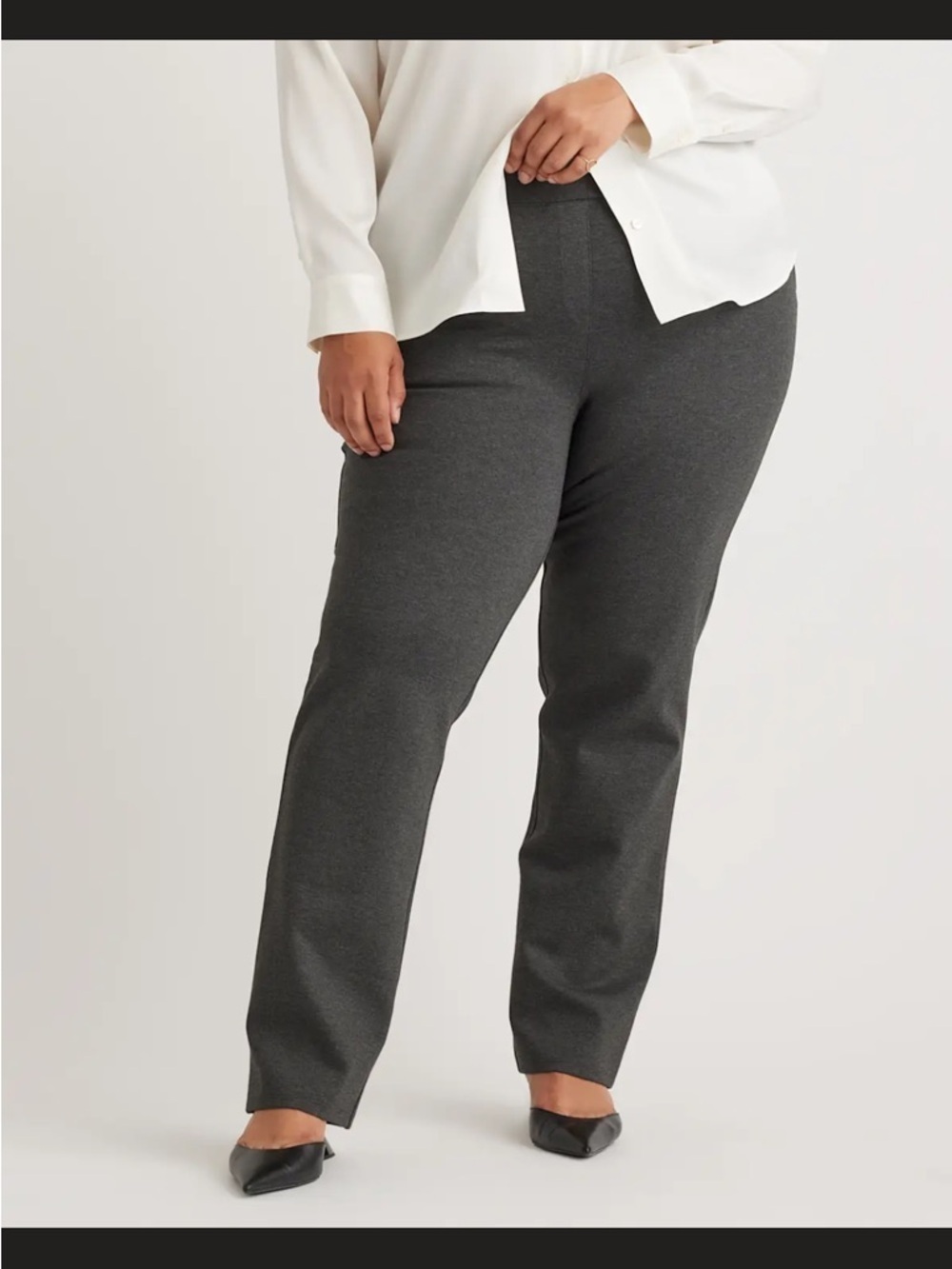 Quince Ultra Stretch Ponte Knit Straight Leg Pants in Charcoal Size XL